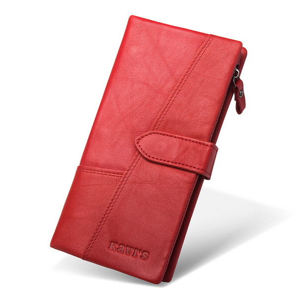 Skolflicka lång clutchväska, plånbok blixtlås Multi-card Top Red