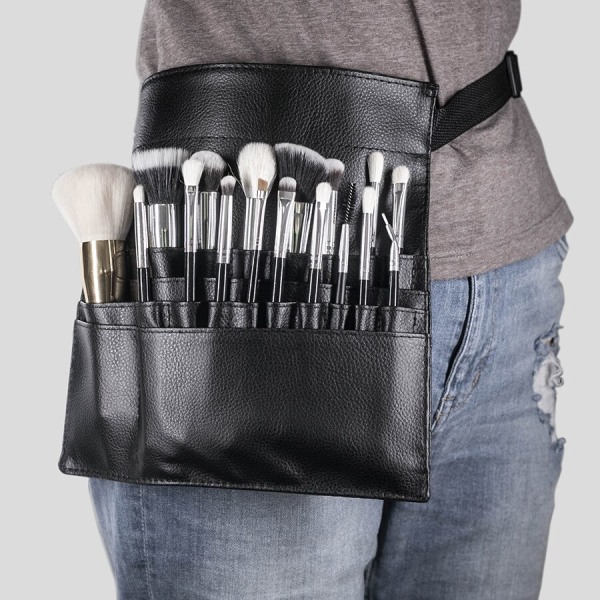 Cosmetic Brush Organizer Multi Function Black PU Cosmetic