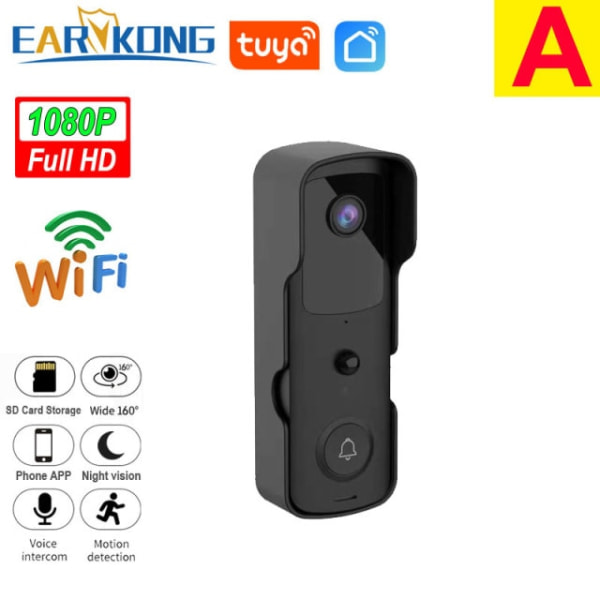 1PC WiFi video smart videodörrklocka, enkel installation,