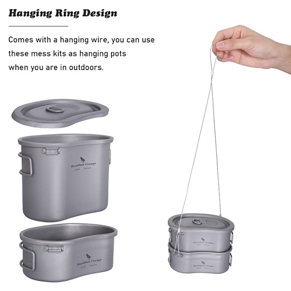 Gränslös Voyage Camping Titanium Pot Cup Set 300ml & 600ml