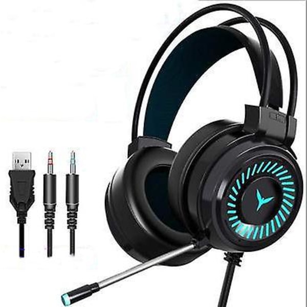 Gaming Headset RGB LED Trådbundna hörlurar Stereo med Mic För