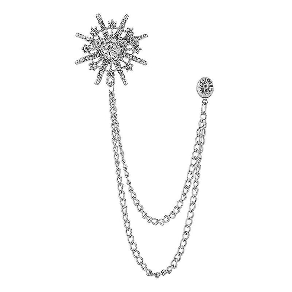 Eight Awn Stars Brosch Pin Liknande Snowflake Tofs Chain Silver