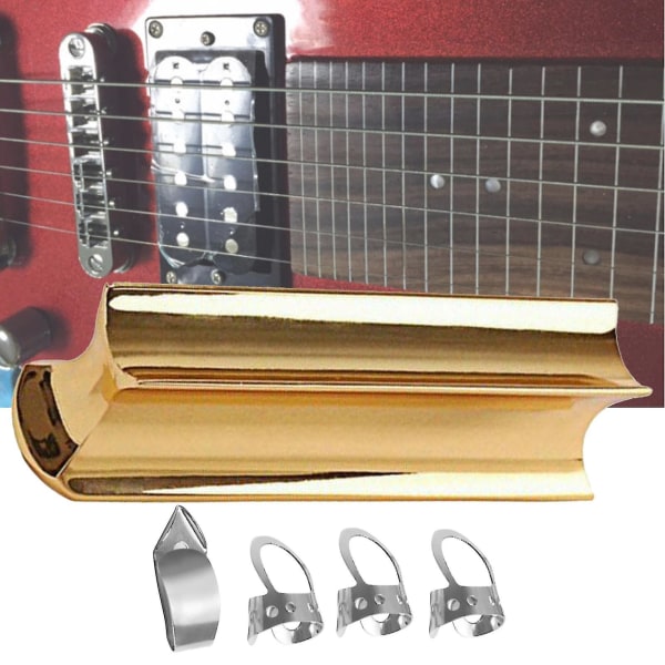 Guitar Slide Bar Slät yta Finger Groove hård ram Silver