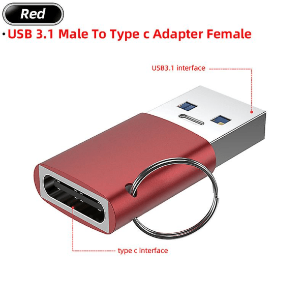 USB 3.1 Adapter Typ A Till Typ C, Converter, 3.1 Gen 2, Snabb Red