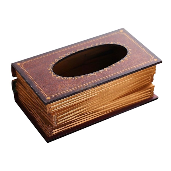 Elegant Wood Books Shape Tissue Box Cover Home Car Servett