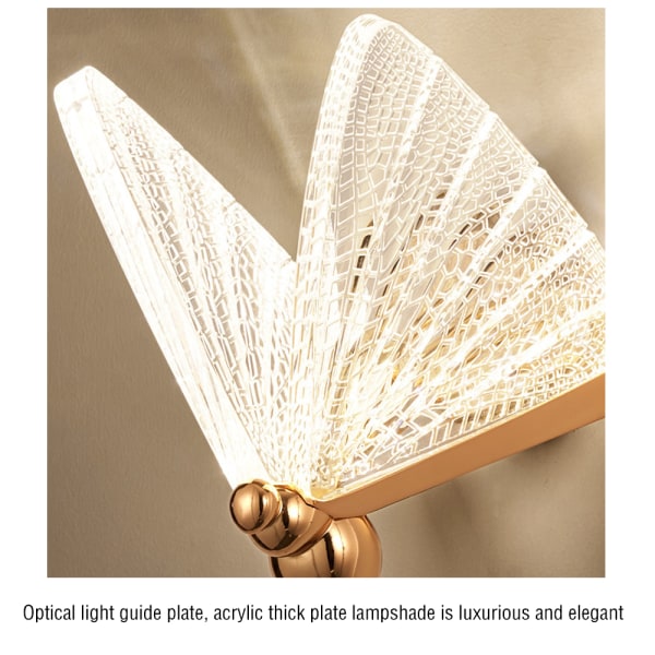 5W varmt ljus LED Golden Butterfly Creative vägglampa,