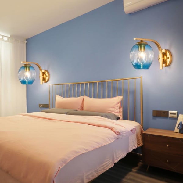 Vägglampa inomhus, kreativ enkelhet modern stil, 2035 guld Blue