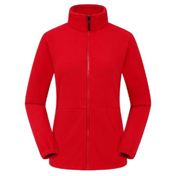 S-2XLPolar fleece damjacka, tjock fleece utomhus Red M