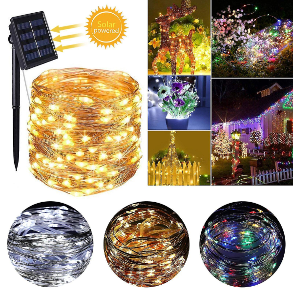 Solar Lights Christmas Lights Solar Fairy Lights Warm White 10M-100LED