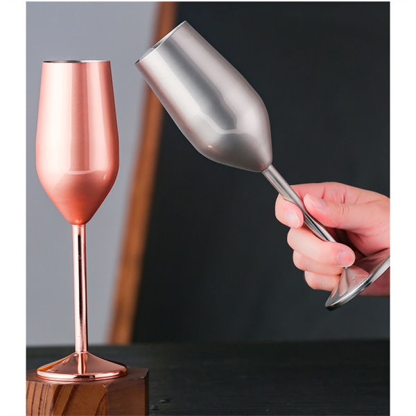 Champagneglas i rostfritt stål, hög fot i europeisk stil Rose gold