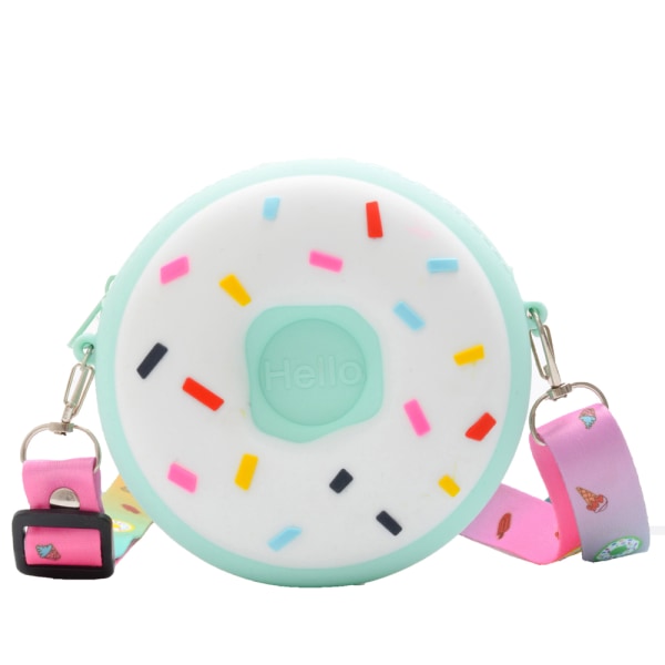 Girls Messenger Bag, Donut Coin Purse Silikon Barnväska Green