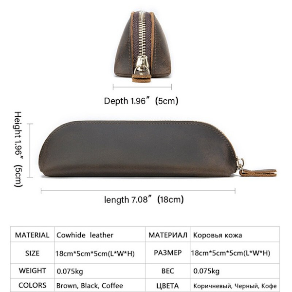Man Plånbok Clutch Väska Äkta Läder Pen Väska Kohud
