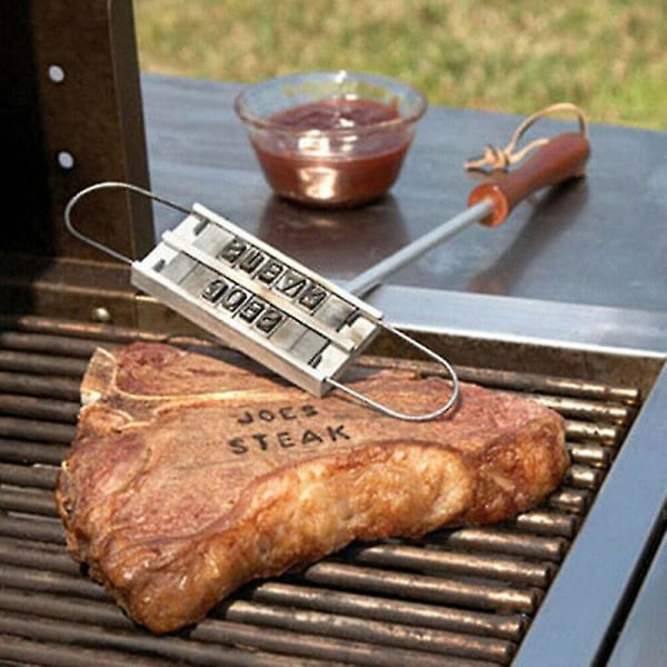Printed Barbecue Trähandtag Stämpel Grill Kött självbiff