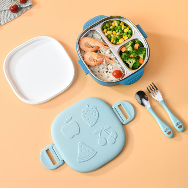 Lunchlåda med sked och gaffel Matförvaring