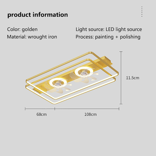Silent Stealth Fläkt Light Ceiling Light Fashion Vardagsrum