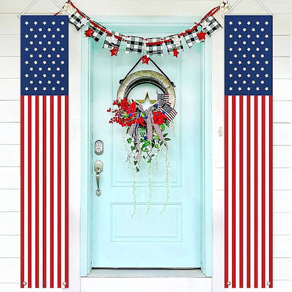 4 juli dekorationer utomhus - hängande amerikanska flaggan
