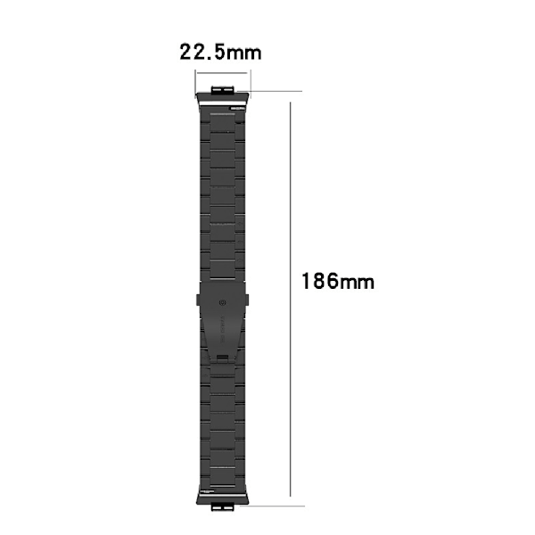 22,5 mm band i rostfritt stål för Huawei Watch Passar tre pärlor Black