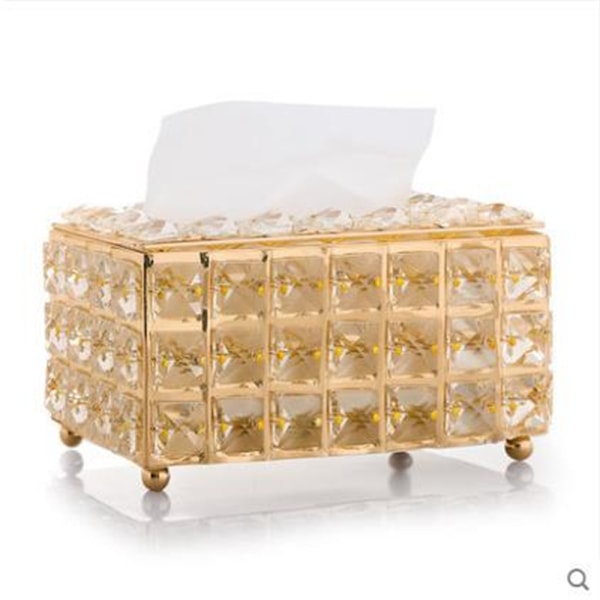 Crystal Tissue Box, nordisk stil för vardagsrum Lämplig Gold