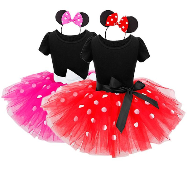 Minnie Dress Flickor Carnival Födelsedagsfest Kostym Pink 5T
