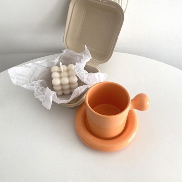 Kreativ frukostkopp kaffe keramisk mugg med fat hem