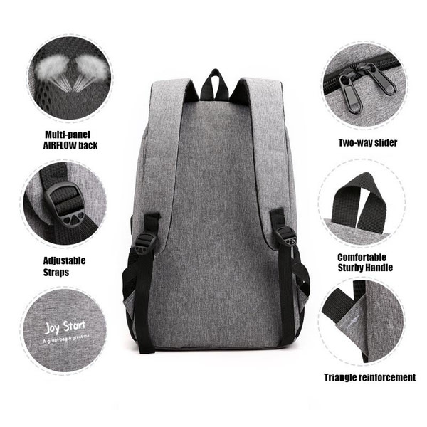 Resebärbar ryggsäck med USB laddningsport Slitstark bärbar dator