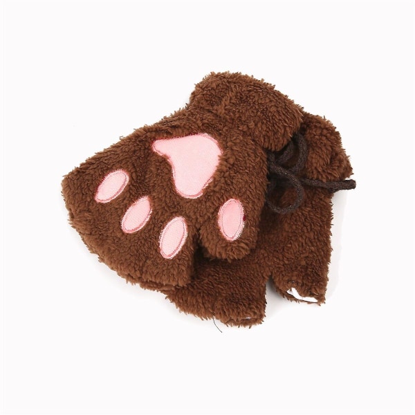 Cat Paw Varma Handskar Half Finger Vantar Snygg Tjock Gray