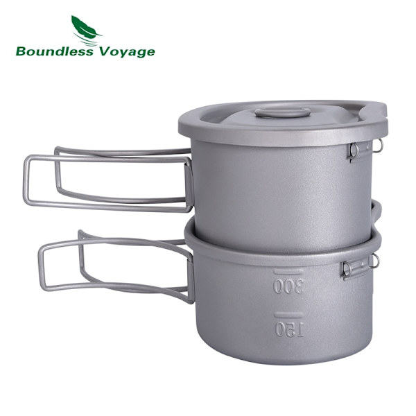 Gränslös Voyage Camping Titanium Pot Cup Set 300ml & 600ml