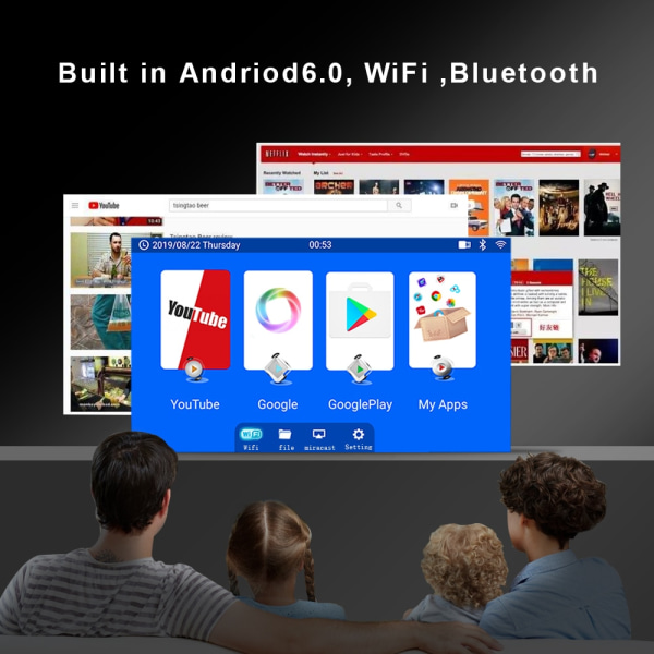 LED-projektor A13 (Android tillval A13C) 1280*720P med