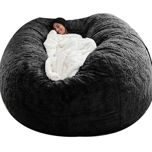 Bean Bag Chair Cover, mjuk fluffig päls bärbar latsoffa Black 150x75cm