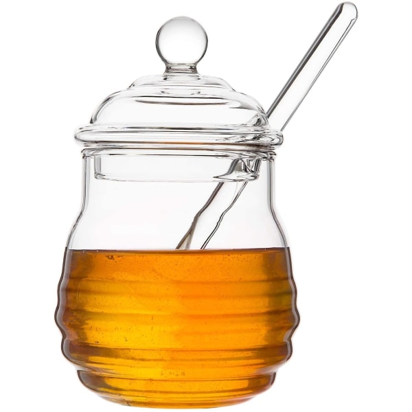 Honungsburk Med Bopp Och Lock Glas Honungskruka Behållare