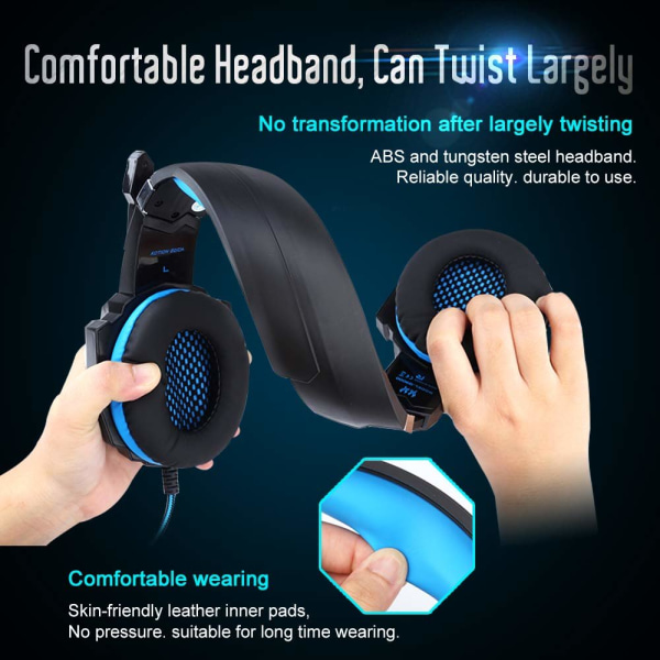 (BLÅ) Gaming Headset PS4 xbox one, PC Over-Ear Gaming