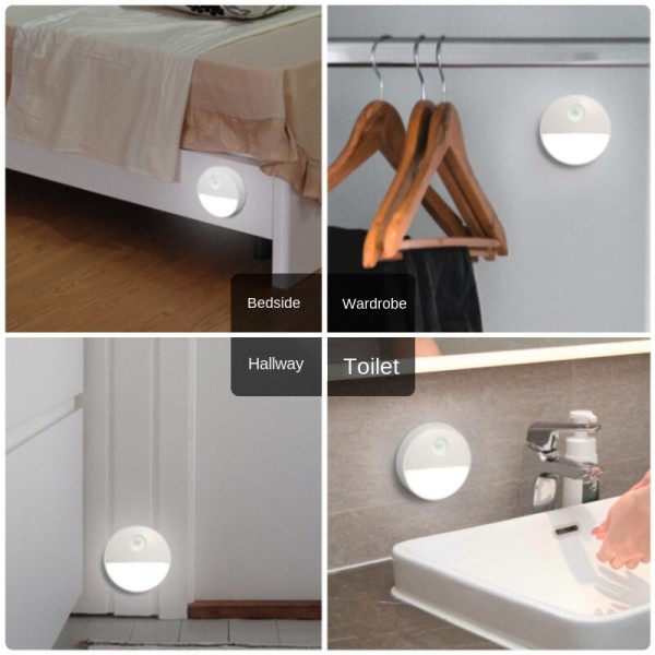 Vit 1 Watt Half Moon Shape Sovrum Säng LED Människokropp
