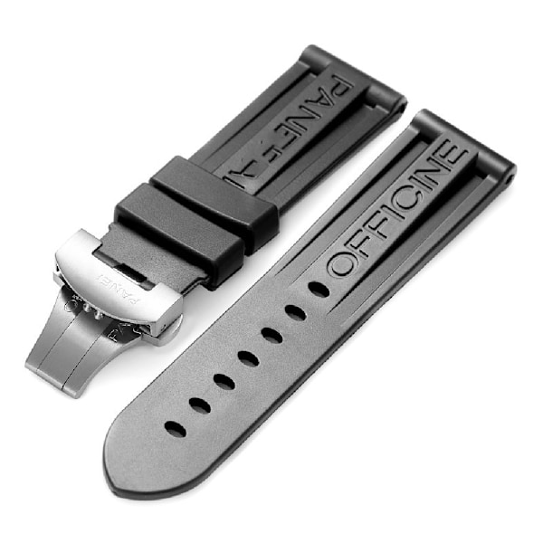 22/24/26 mm watch , sportvattentätt TPU-gummi i silikon Black  24mm