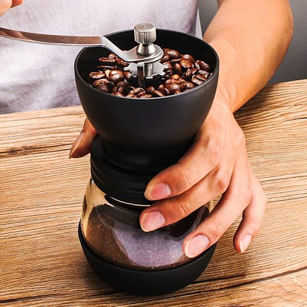 Mini Kaffekvarn Glas Hand Manuell Kaffebön Burr