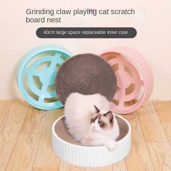 Kompass Rund Cat Scratching Board, Corrugated Paper Scratch Blue