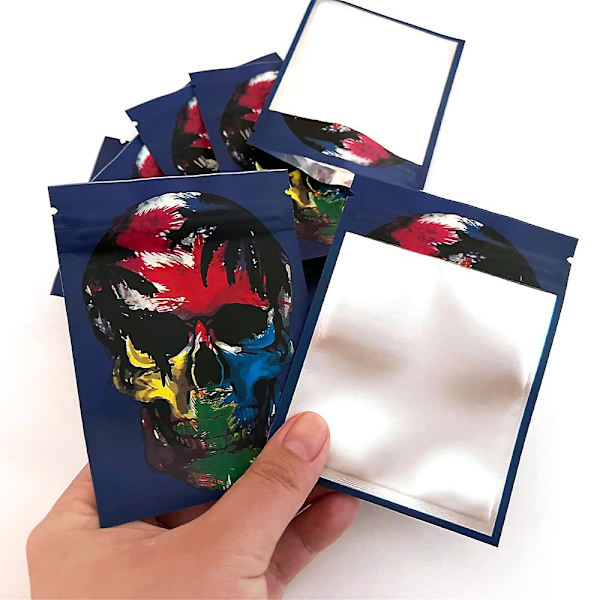 Återförslutningsbara vattentäta förvaringspåsar Plastpåse med blixtlås Skull 50PCS