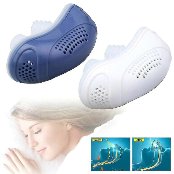 Micro Electric Anti Snoring Device Sömnapné Stoppa snarkning Blue