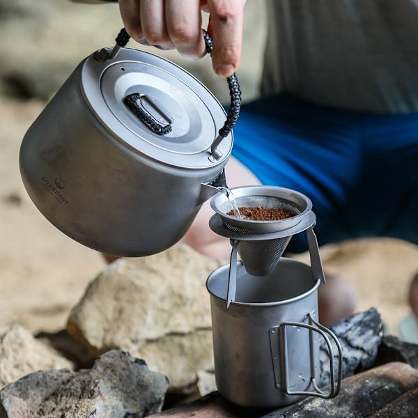 1,4 L bärbar titan vattenkokare med stor kapacitet te kaffekanna