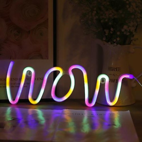 Wow Shape Led Neon Light Vägghängande Bar Atmosphere Lights Colorful Light