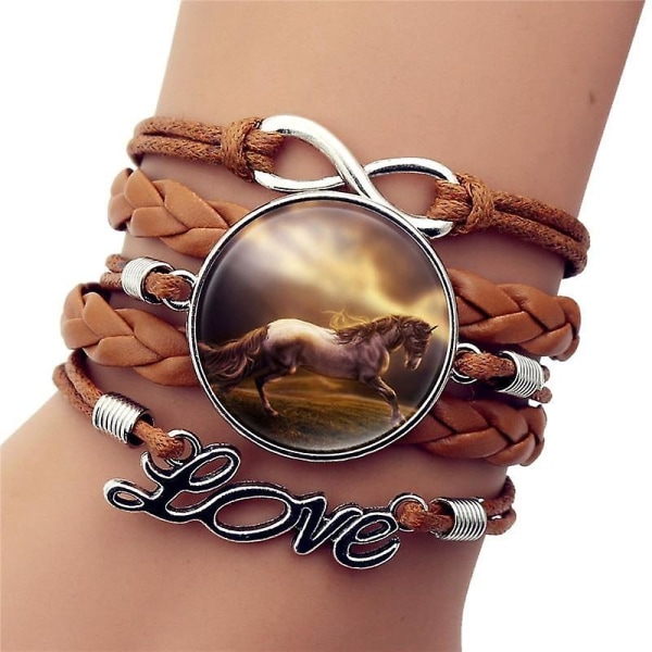 Hot Fashion- Läder Infinity Horse, Wrap Armband L