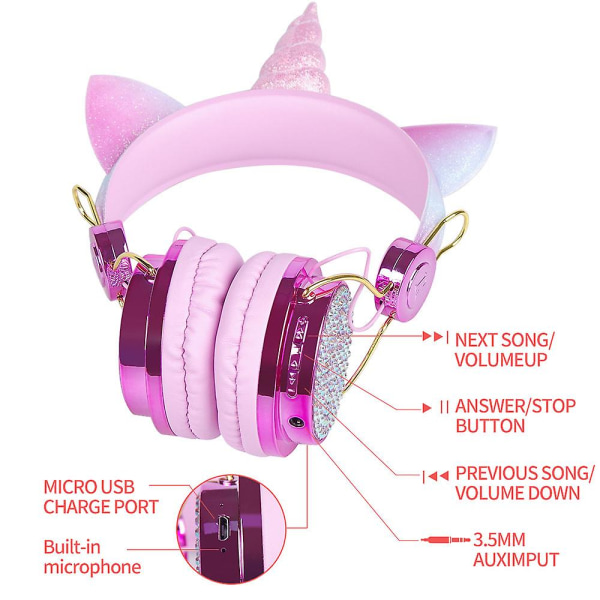 Barn Unicorn Headset Trådlöst Bluetooth