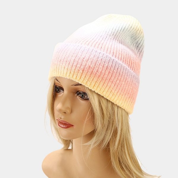 Mode Tie Dye Stickad Mössa Vinter Ull Skullies Beanies För