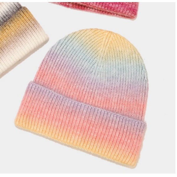 Mode Tie Dye Stickad Mössa Vinter Ull Skullies Beanies För
