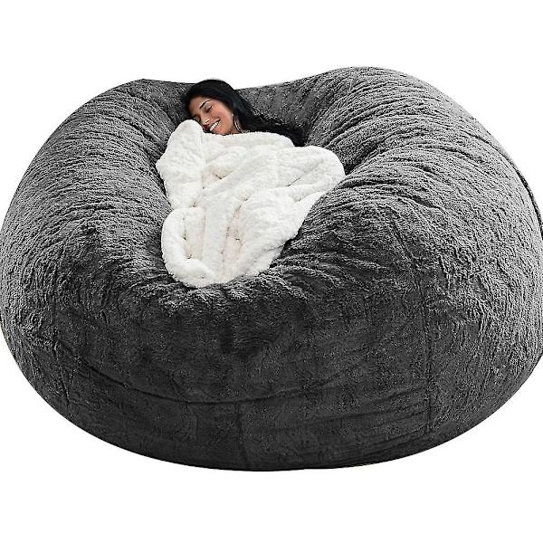 Bean Bag Chair Cover, mjuk fluffig päls bärbar latsoffa Dark Grey 135x65cm
