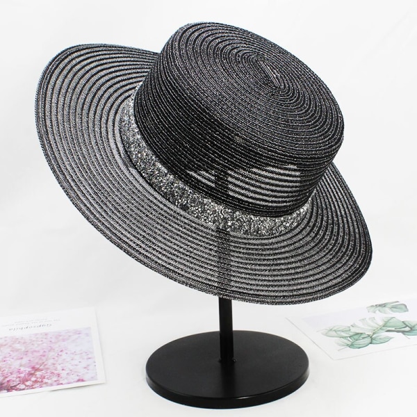 1PC andas platt vävd solhatt, mjuk och bekväm,