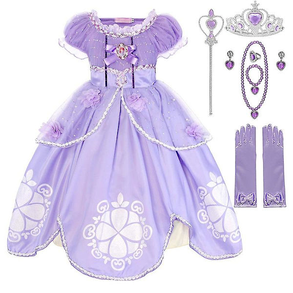 Prinsessan Sofia Cosplay kostymklänning 100CM