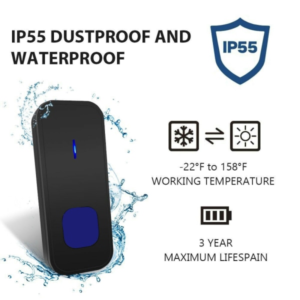 Trådlös dörrklocka, Support 433 Protocol, Visual Smart