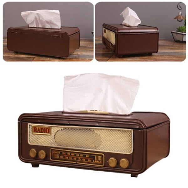 Retro Radio Shape Tissue Paper Box Servettförvaringsbox