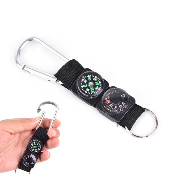3 i 1 svart kompass termometer hängare nyckelring matchande