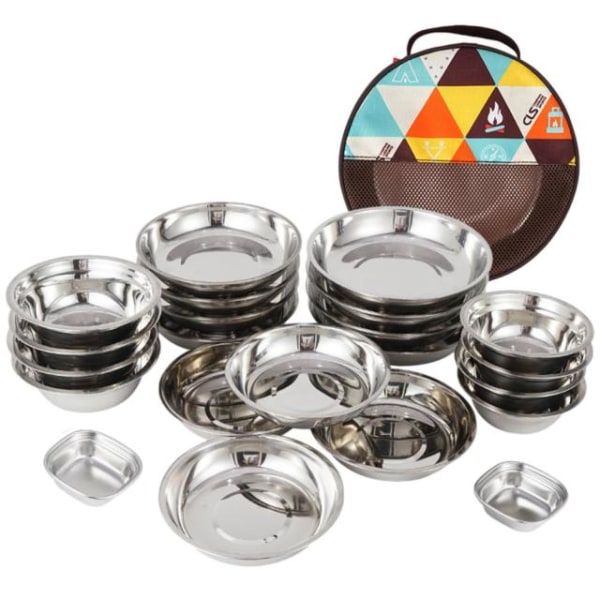 22st/ Set Bärbar rostfritt stål porslin Grill picknick